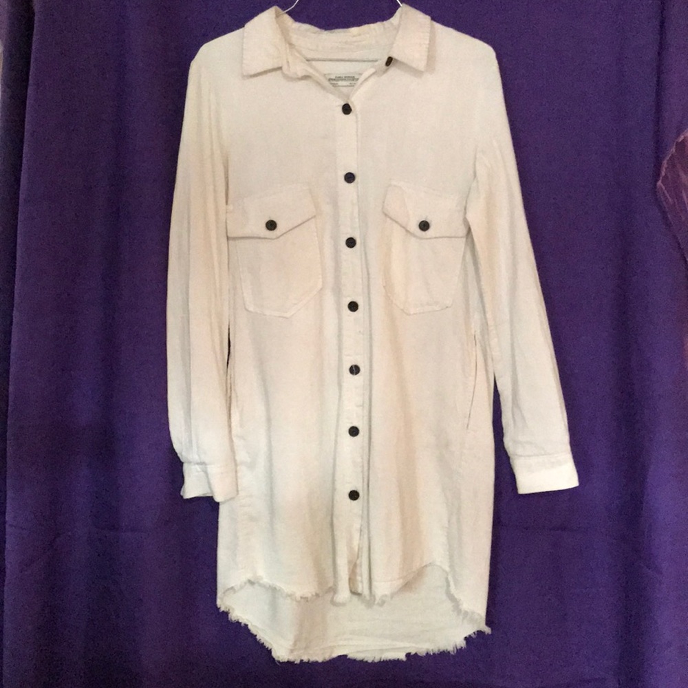 ZARA WOMAN 100% COTTON WHITE SHIRT with PKTS